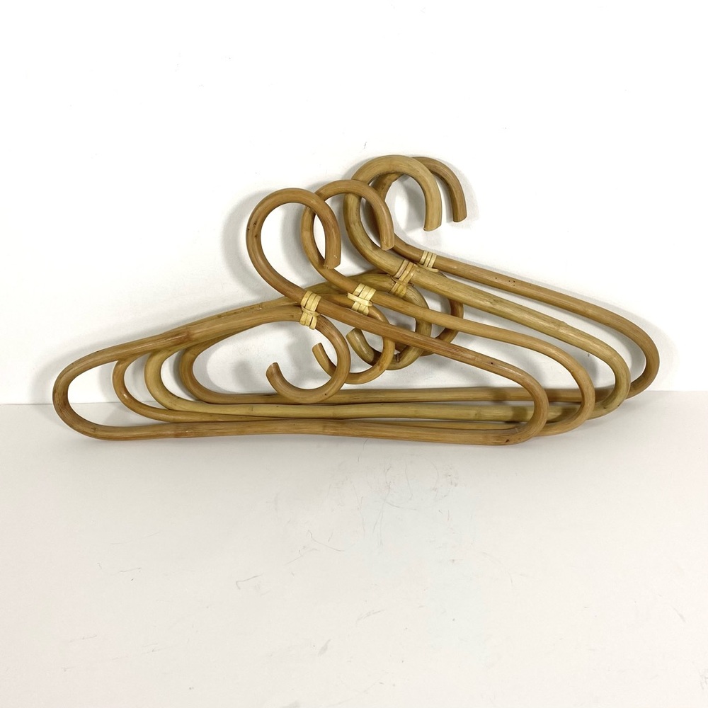 Vintage Bamboo Hangers Bent Curled - Set of 4